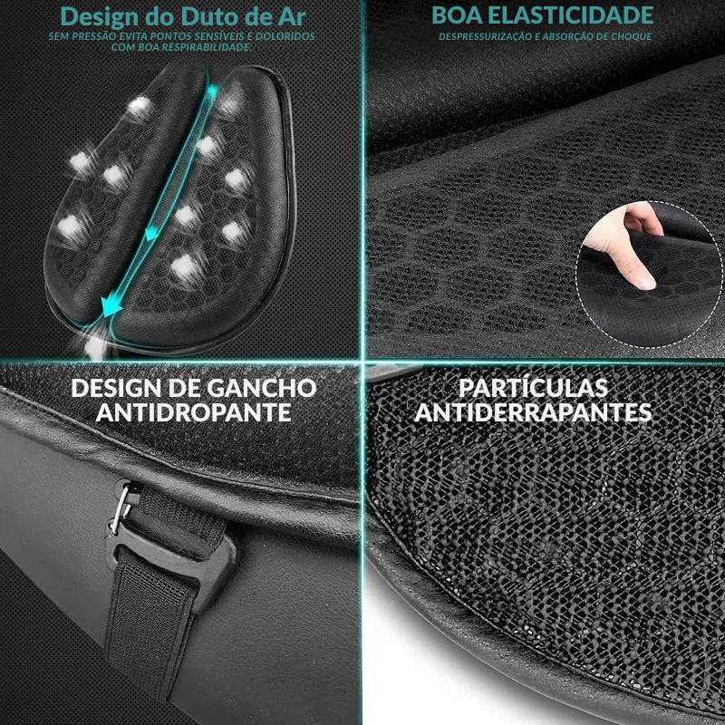 Almofada de Assento em Gel Antiderrapante para Motocicleta